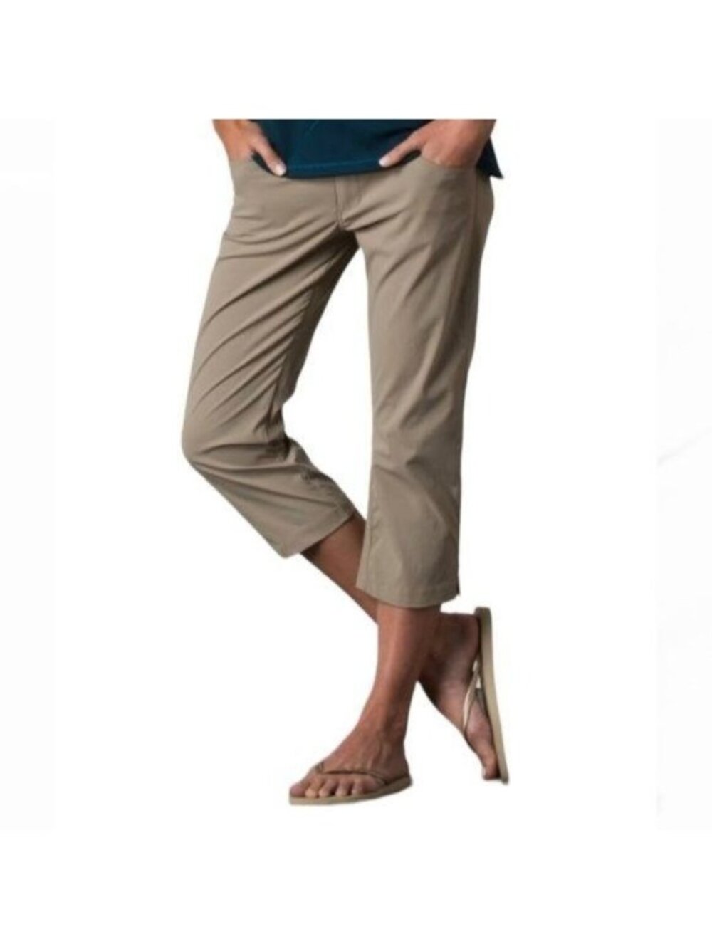 Toad&Co Landscape Women's Size 4 Tan Nylon Stretch Mid Rise Capri Casual Pants